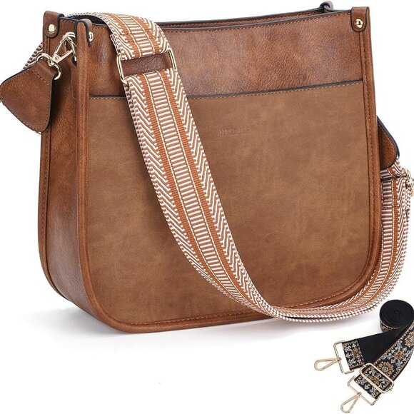 Crossbody Bags for Women Trendy Vegan Leather Hobo Handbags With 2PCS Adjustable - Picture 1 of 8
